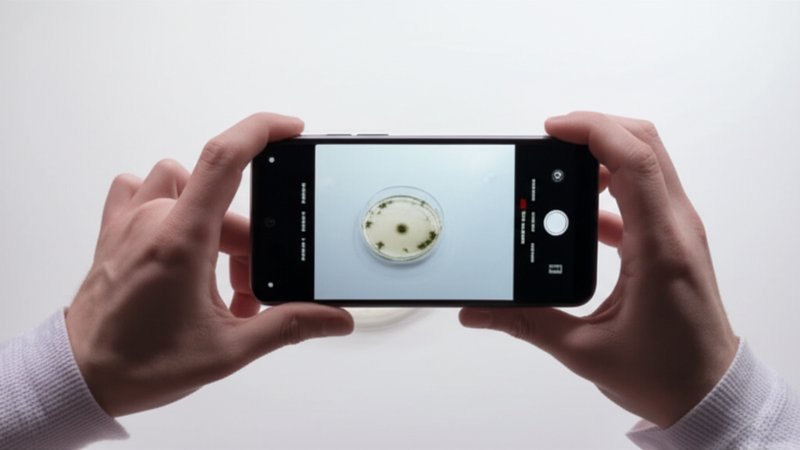 Taking photo of petri dish for analysis